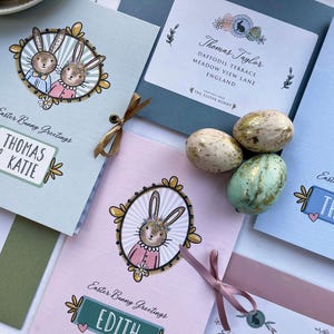 ¡NUEVO! Paquete de cartas y certificados de conejito de Pascua personalizados de lujo: para niños, niñas y hermanos. ¡Personalizado y único!