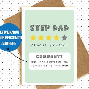 Biglietto per la festa del papà - Step Dad - personalizzabile con il motivo della stella perduta
