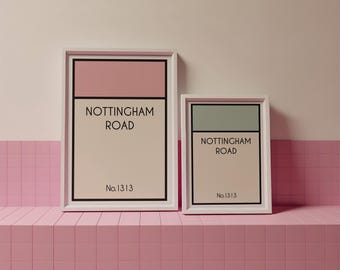 Stampa artistica personalizzata in stile Monopoly: decorazioni pastello boho (A4, A5)