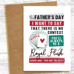 CARTÃO DE POKER Dia dos Pais - Dad Full House - melhor mão - royal flush - ás