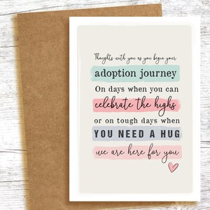 Parcours d'adoption - pensées avec vous - carte de vœux A6 du parcours d'adoption - soutien et amour