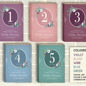 Biglietto di anniversario di matrimonio in stile libro - Qualsiasi anno - Biglietto Bridgerton Austen Book Lover 5 x 7 pollici con busta kraft - personalizzato
