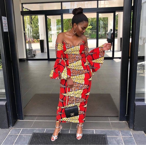 ankara off shoulder dress