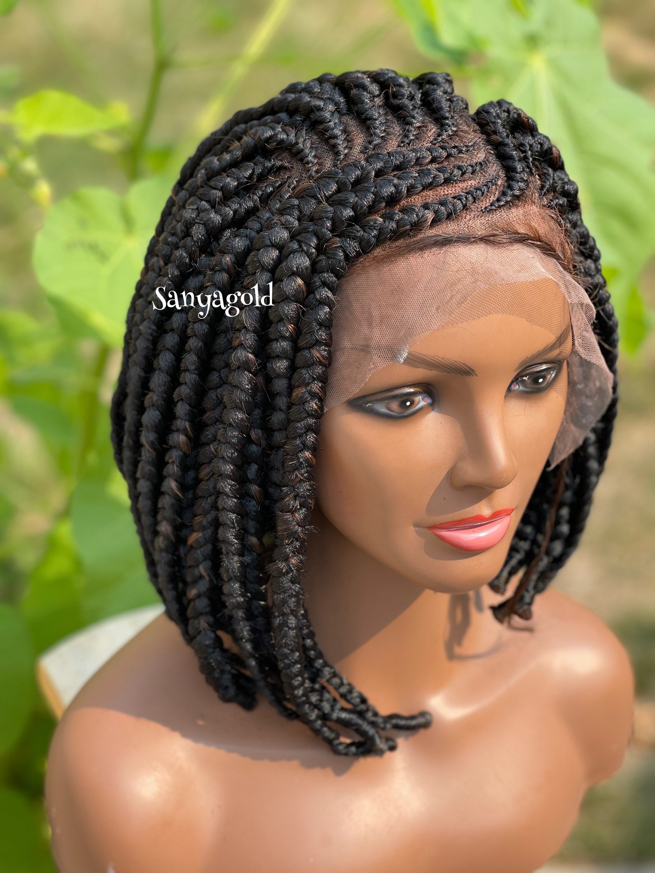 Lace Front Half Cornrow Half Braids Bob Braided Wig/ Box Etsy
