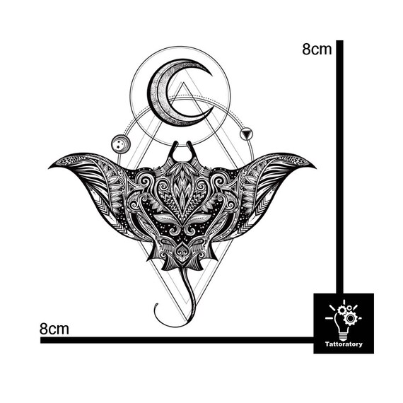 Geometric Temporary Tattoo Moon Tattoo Geometric Tattoo Tribal Tattoo Fake Tattoo Devil Fish Tattoo Sacred Geometry Tattoo Back Tattoo
