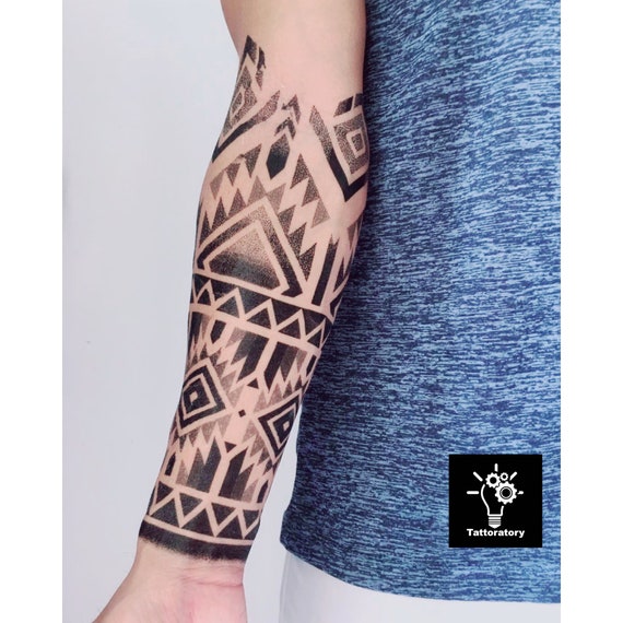 Tatuaje polinesio, tatuaje Dotwork para antebrazo, tatuaje de media manga,  tatuaje de antebrazo, tatuaje tribal, manga de tatuaje temporal de hombres,  tatuaje falso -  México