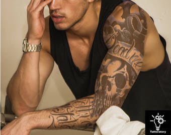 Men Temporary Tattoo Sleeve Full Arm Fake Tattoo Par Tattoratory