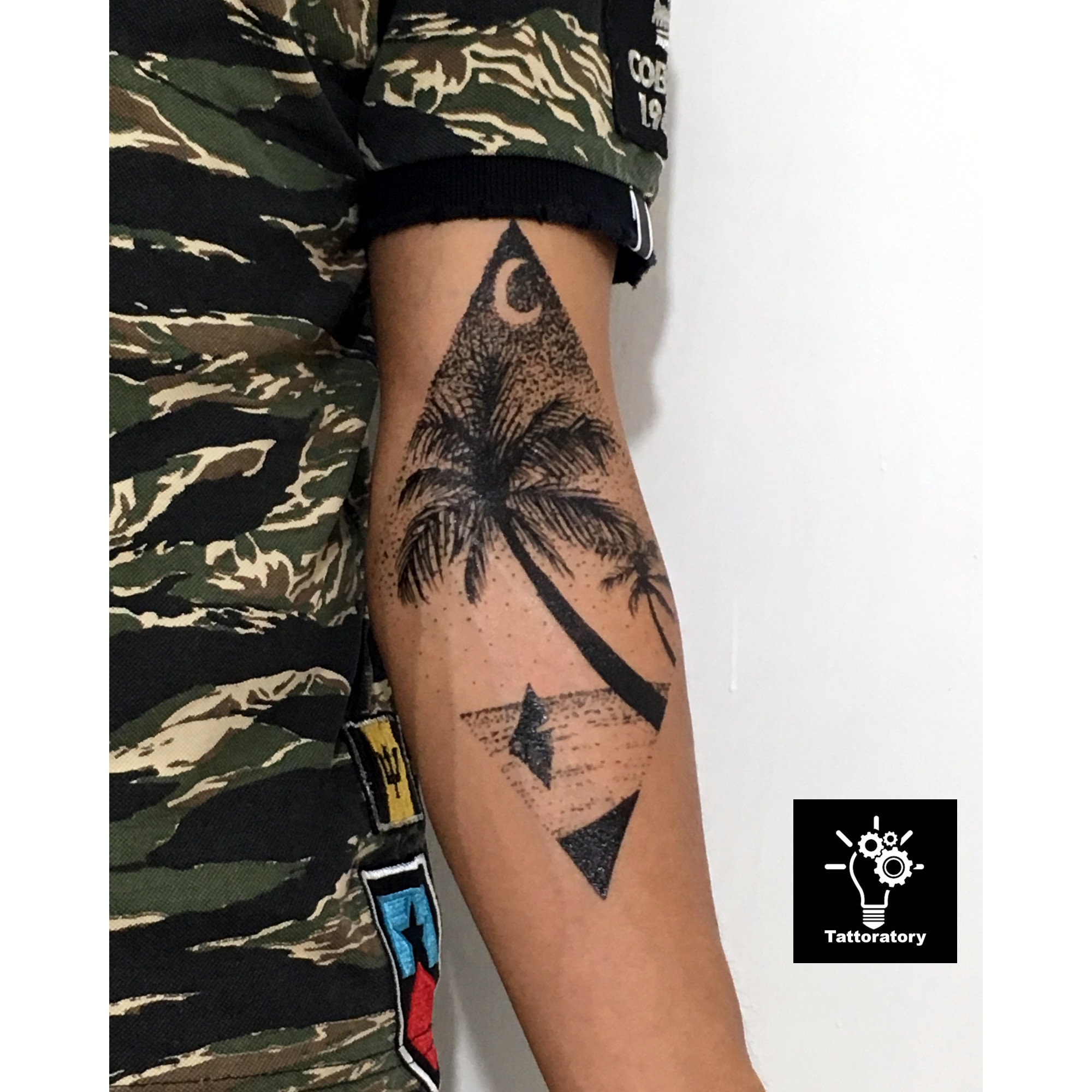 Palm Tree Tattoo for Forearm Dotwork Tattoo Palm Tree 