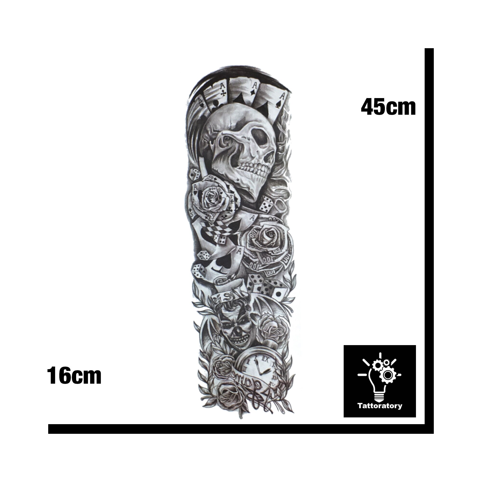 Men Temporary Tattoo Sleeve Set of 2 Fake Tattoo Sleeve for Men Full