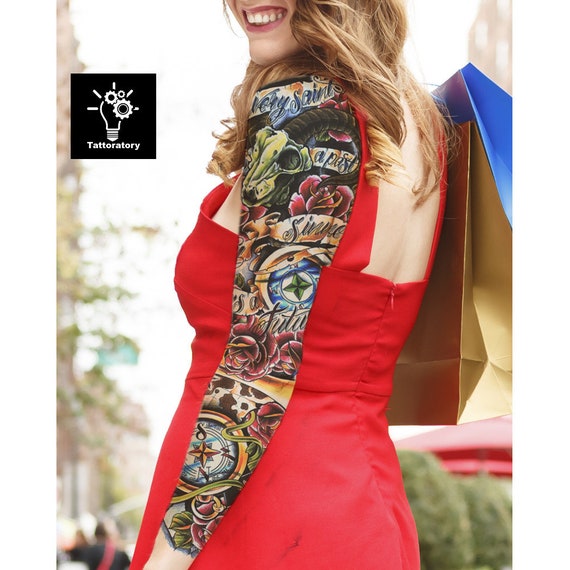 Rose Temporary Tattoo Sleeve For Women Fake Tattoo Sleeve Rose Tattoo Large Flower Tattoo Large Floral Tattoo Faux Tatouage Temporaire Fleur