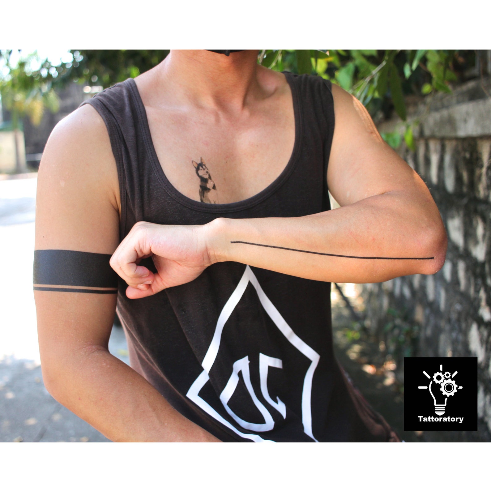 Simple Black Bicep Armband Tattoo for Men, Solid Black Arm Band Tattoo