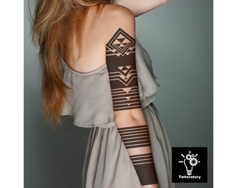 Blackout Temporary Tattoo Sleeve for Women, Blackout Fake Tattoo Sleeve, Blackout Tattoo Sleeve, Full Arm Tattoo Women, Tatouage Temporaire