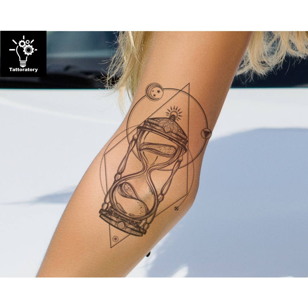 Pencil Sketch Temporary Women Black Tattoo Geometric Floral Arm Art Tattoo  Stickers Triangle Lotus Bracelet Fake Tatoos 3d Ankle - Temporary Tattoos -  AliExpress