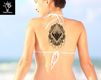 Diamond Temporary Tattoo Diamond Tattoo Diamond Fake Tattoo Large Diamond Tattoo Back Temporary Tattoo Back Tattoo Back Fake Tattoo Dotwork