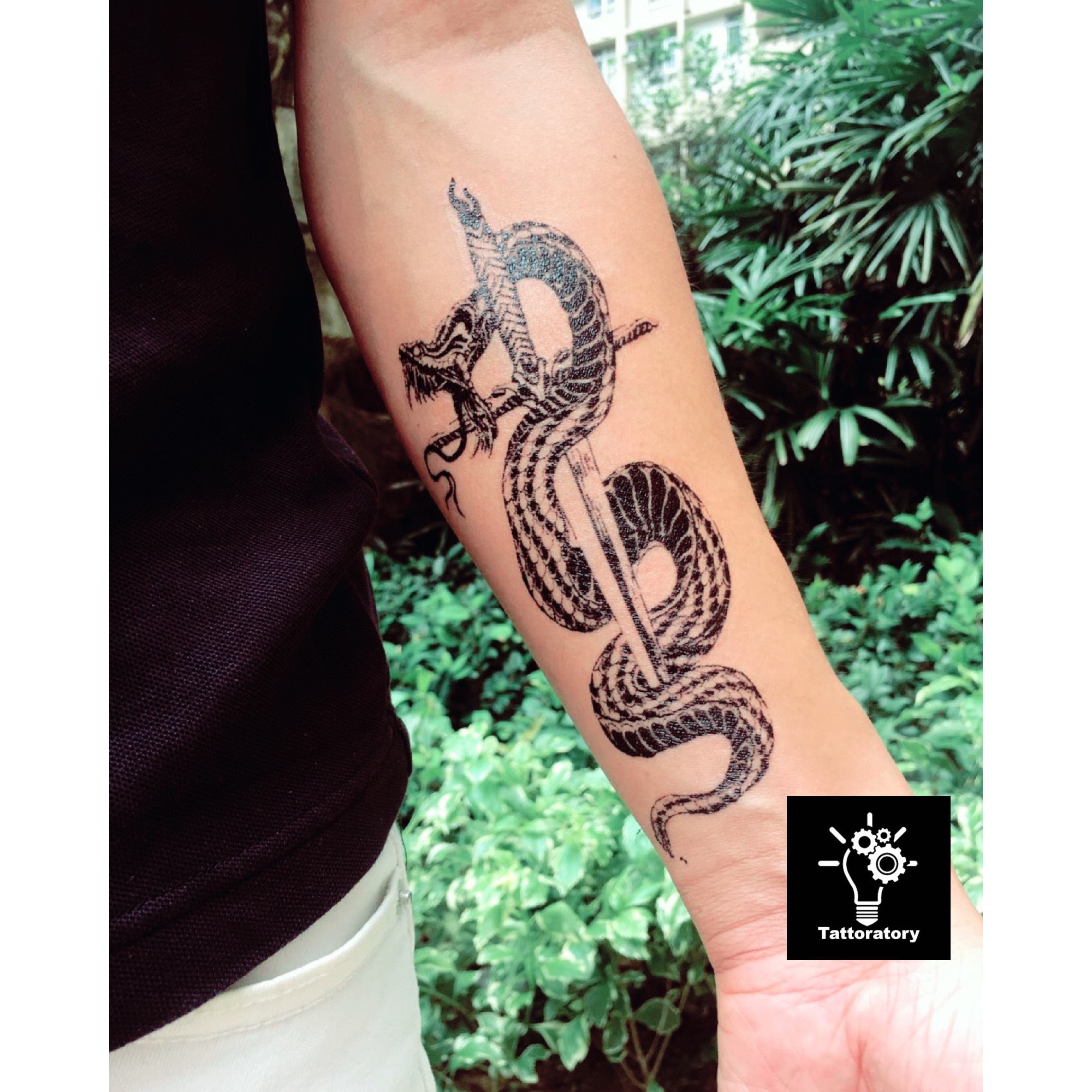 Snake And Sword Tattoo Snake And Dagger Tattoo Snake Etsy