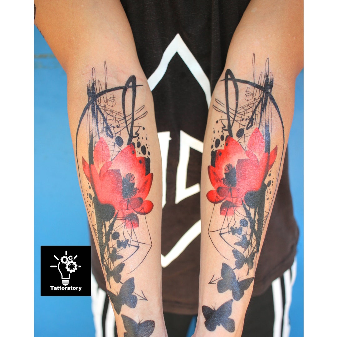 Trash Polka Tattoo Temporary Tattoo Flower Temporary Tattoo Etsy Canada