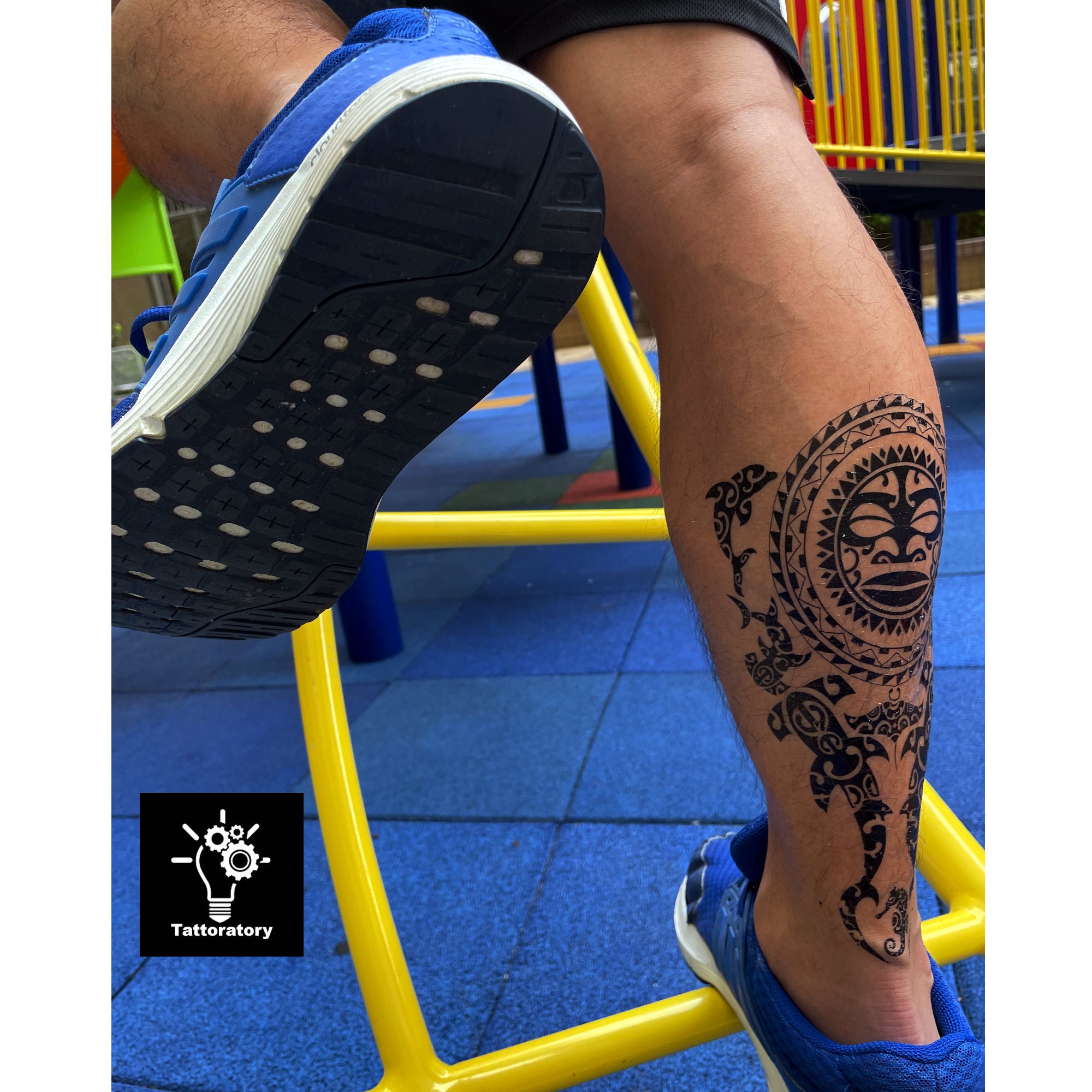 Samoan Maori tribal tattoo on leg