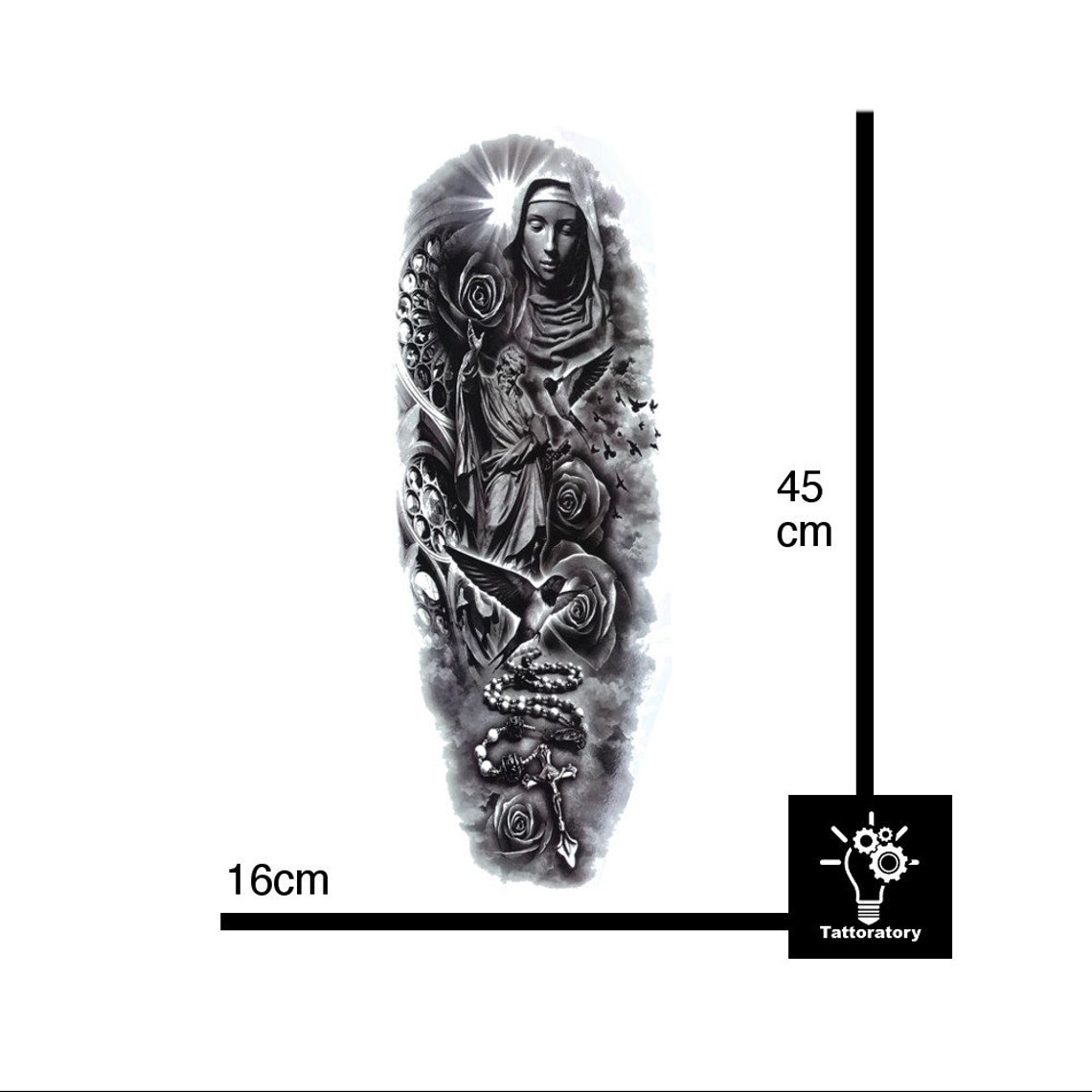 Religious Temporary Tattoo Sleeve Christian Fake Tattoo Sleeve Full Arm