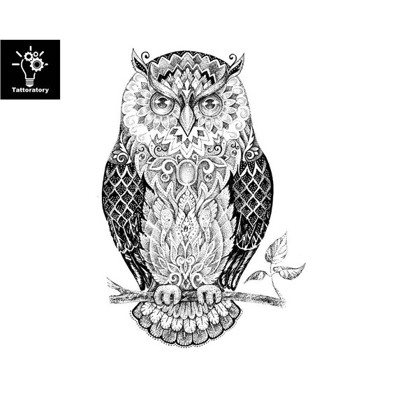 Sowa Tymczasowy Tatuaż Sowa Tattoo Tatuaż Sowa Fałszywy Tatuaż Etsy