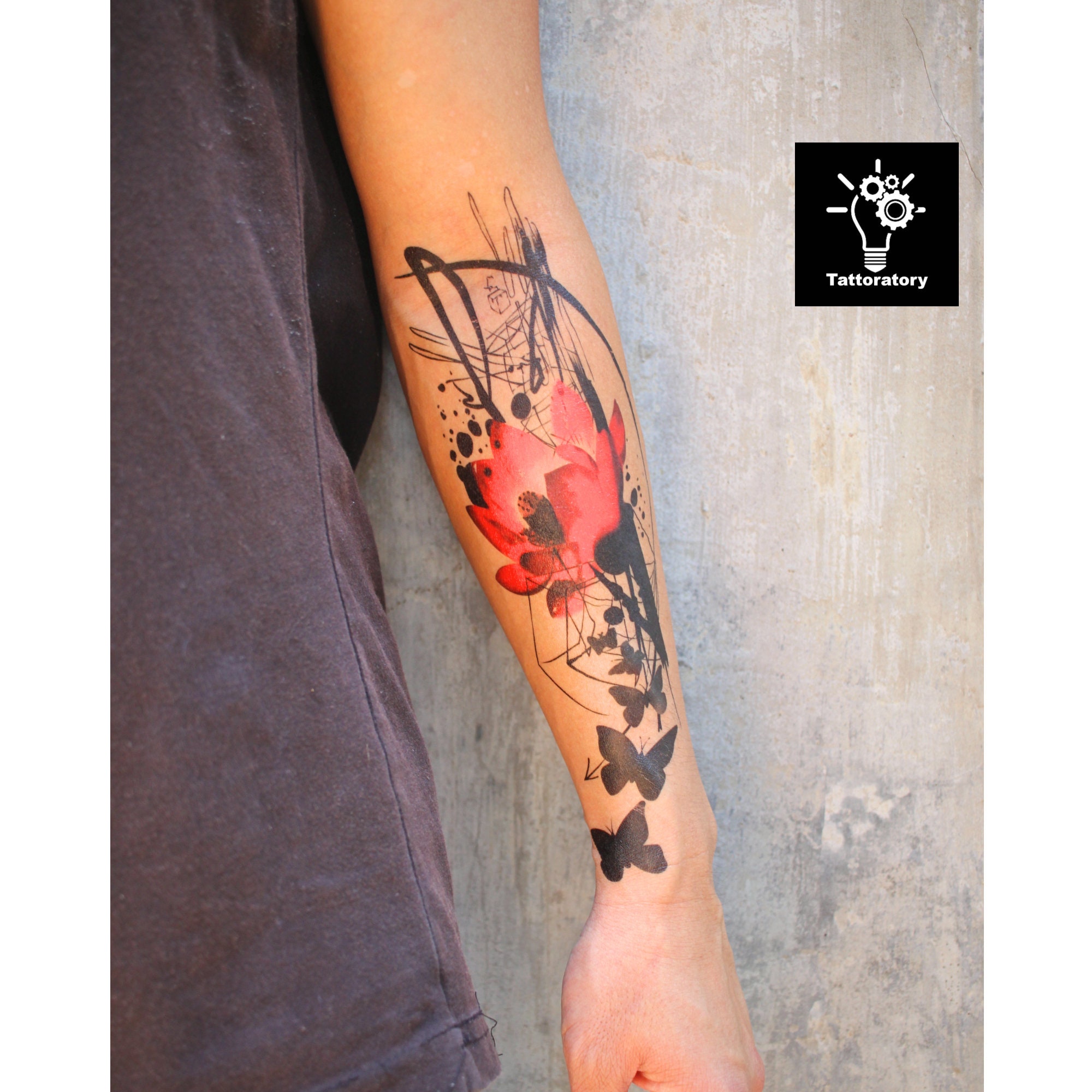 Trash Polka Tattoo Temporary Tattoo Flower Temporary Tattoo Etsy Canada