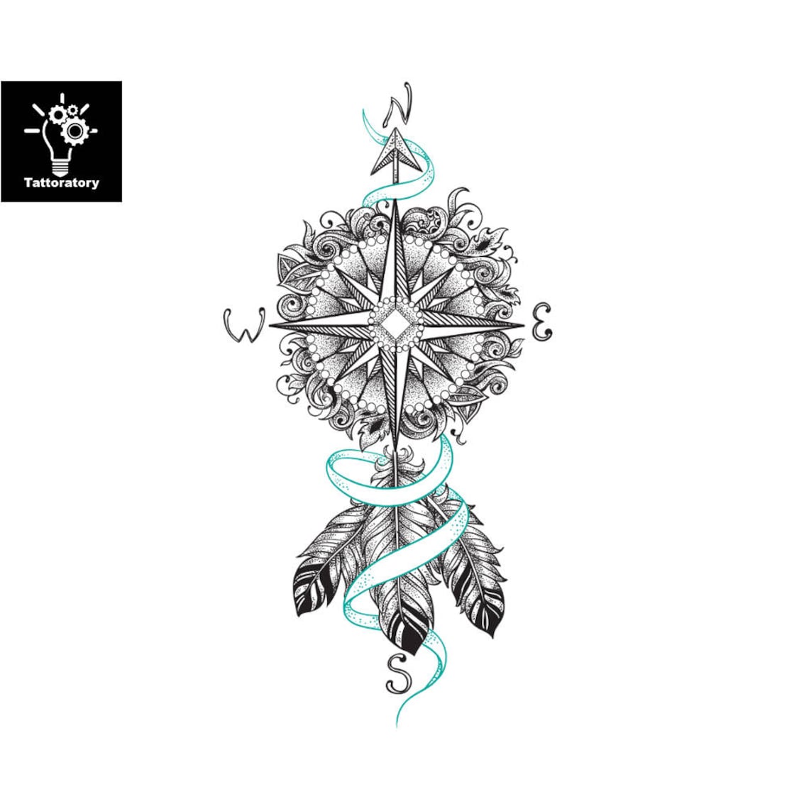 Dreamcatcher Compass Tattoo Dreamcatcher Tattoo Dream Catcher Etsy