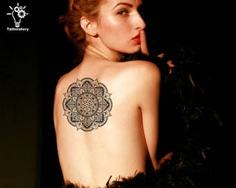 Mandala Temporary Tattoo Large Mandala Tattoo Mandala Fake Tattoo Mandala Back Tattoo Shoulder Tattoo Thigh Tattoo Tatouage Temporaire