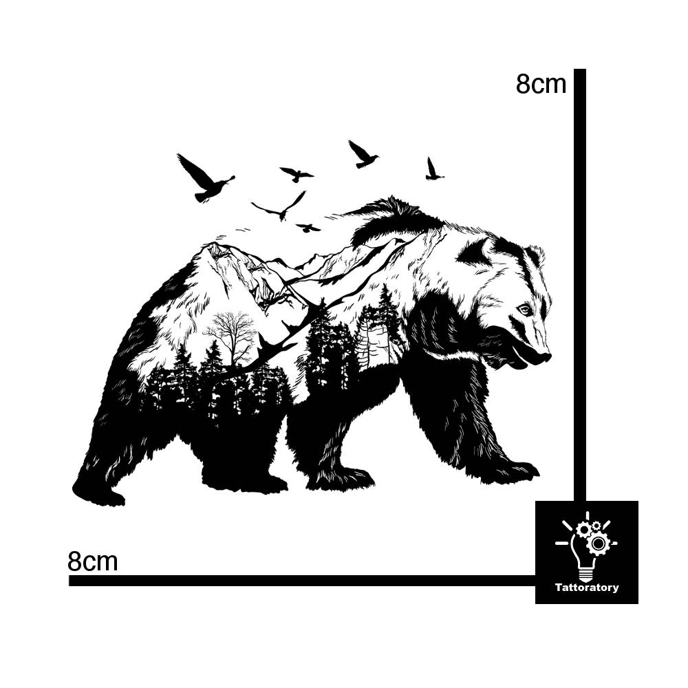 Bär temporäres Tattoo Bär Tattoo Bär Fake Tattoo schwarz Bär Etsy