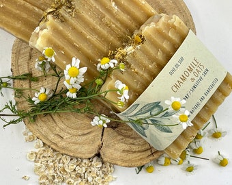 Olive oil CHAMOMILE SOAP, natural soap for eczema, psoriasis soap, organic soap bar for sensitive skin, fragrance free,  Myherbalicious