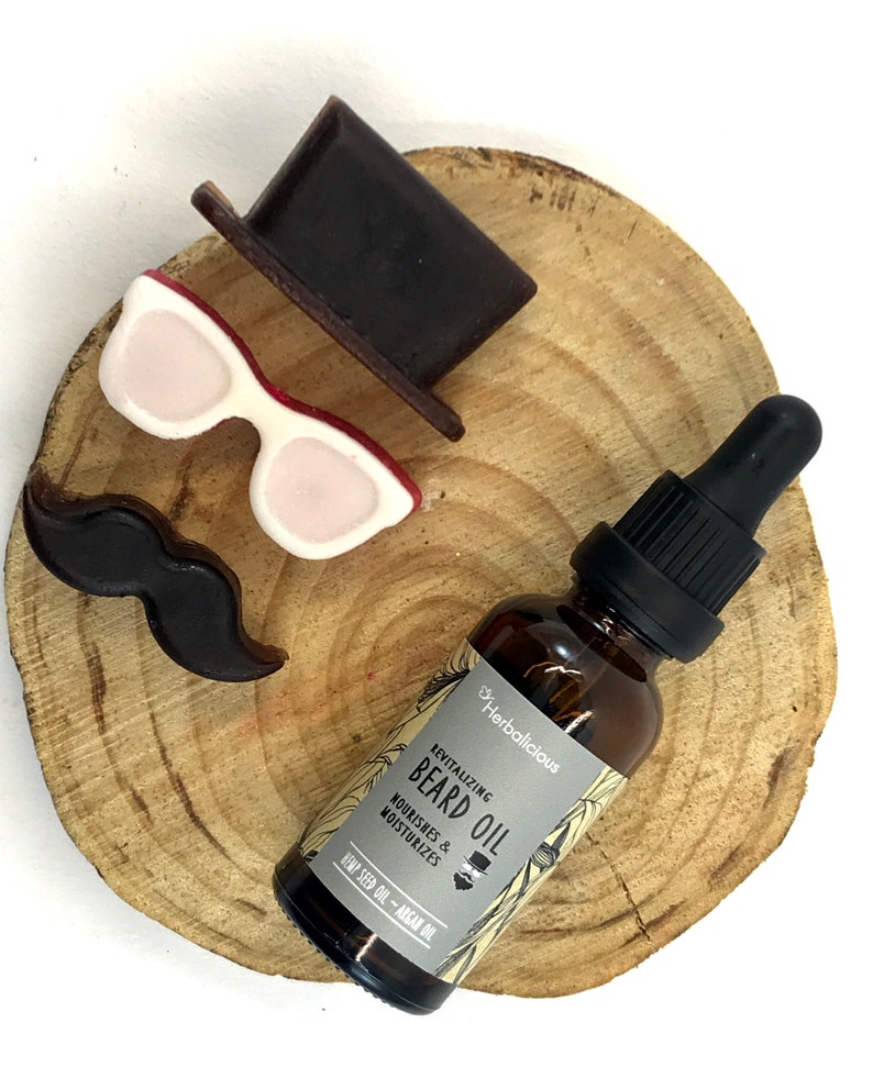 Organic beard oil, promotes beard growth, revitalizes beard, strengthens facial hair, men's grooming, myherbalicious image 3