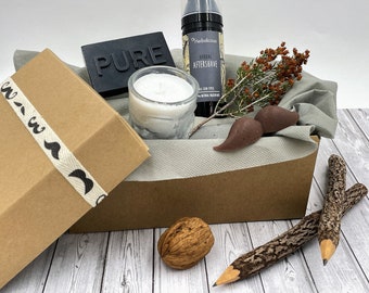 Valentines gift for boyfriend, organic aftershave, charcoal soap, self care kit for him, spa gift box for men, hygge gift basket for dad