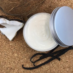 Vanilla coconut body butter, natural body butter, organic moisturizer, natural skin care, organic body butter, gift for her, Myherbalicious image 3