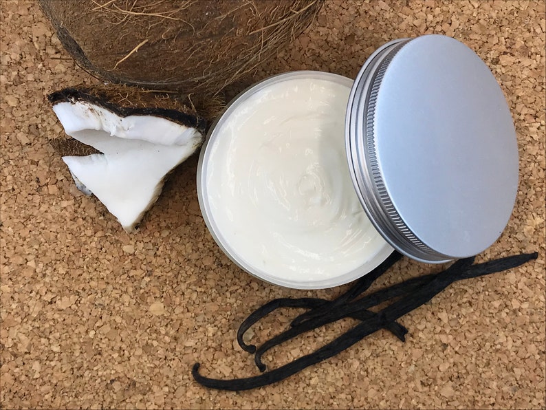 Vanilla coconut body butter, natural body butter, organic moisturizer, natural skin care, organic body butter, gift for her, Myherbalicious image 3