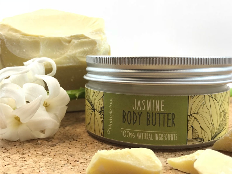 Jasmine body butter, organic moisturizer, natural skin care, herbal body cream, natural body butter, myherbalicious image 3