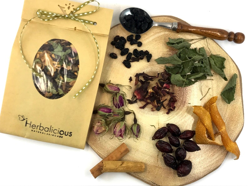 Aphrodite tea, immune boost herbal tea, organic herbal blend, digestion tea, rosehip tea, herbal remedy image 2