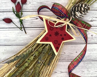 Natural witch broom, scented witches besom, handcrafted broom, organic gift for home, witchy decor, door hanger, handmade home decor