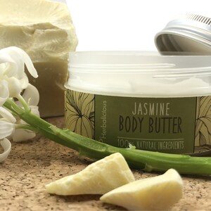 Jasmine body butter, organic moisturizer, natural skin care, herbal body cream, natural body butter, myherbalicious image 2