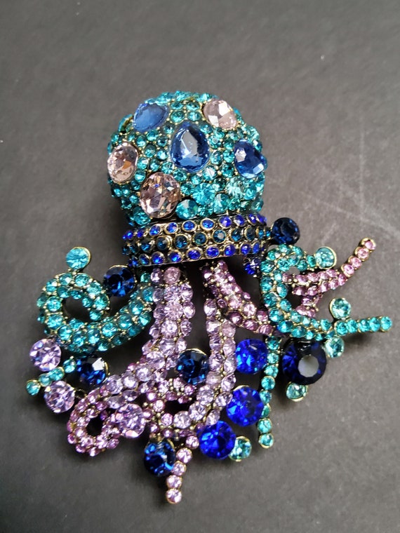 Rhinestone Octopus Brooch - image 3
