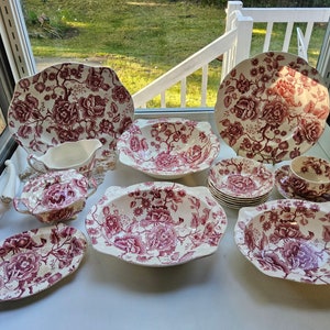 Johnson Brothers England English Chippendale Red Transfer Ware OPEN STOCK