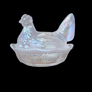 Fenton Crystal Iridized Hen on Nest