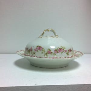 Antique Field Haviland Limoges Butter Dish: Pink Floral Shabby Chic Decor