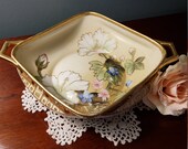 Nippon Hand Painted Moriage Two Handled Nappy Dish