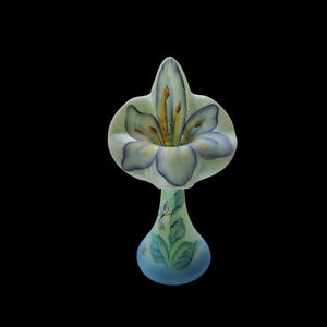 Floral Interlude on Sea Green Satin Tulip Vase 1998 Signature Series Numbered 2257