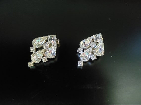 Weiss rhinestone clip on earrings - image 1