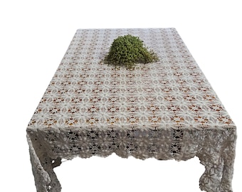 Vintage Hand Crocheted Table Cover 82 x 90