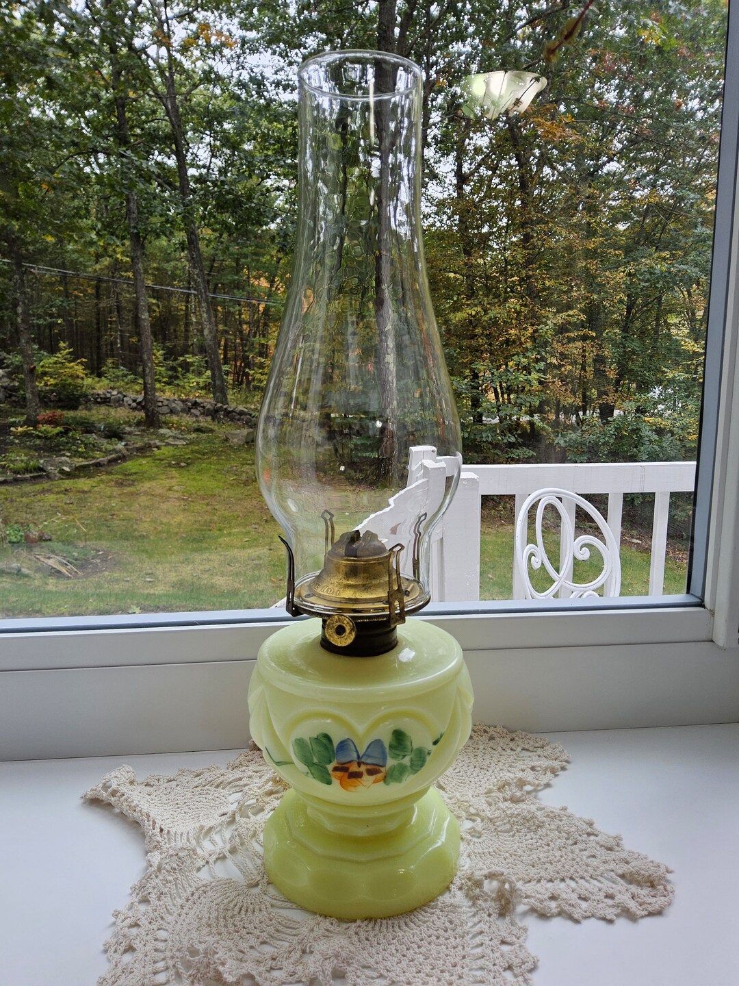 Antique Custard Glass Oil Lamp by Tarentum Glass Co Circa 1898 Etsy