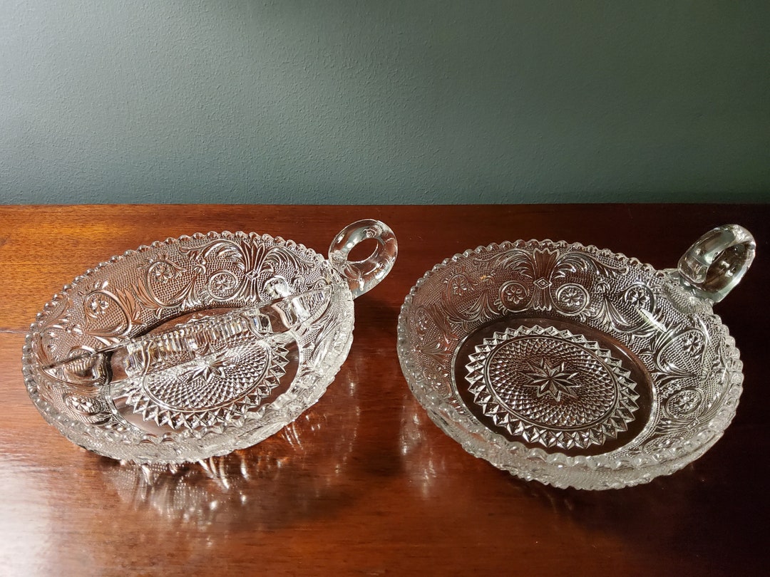 Pair of Duncan Miller Handled Nappy Dishes in Sandwich Pattern Etsy