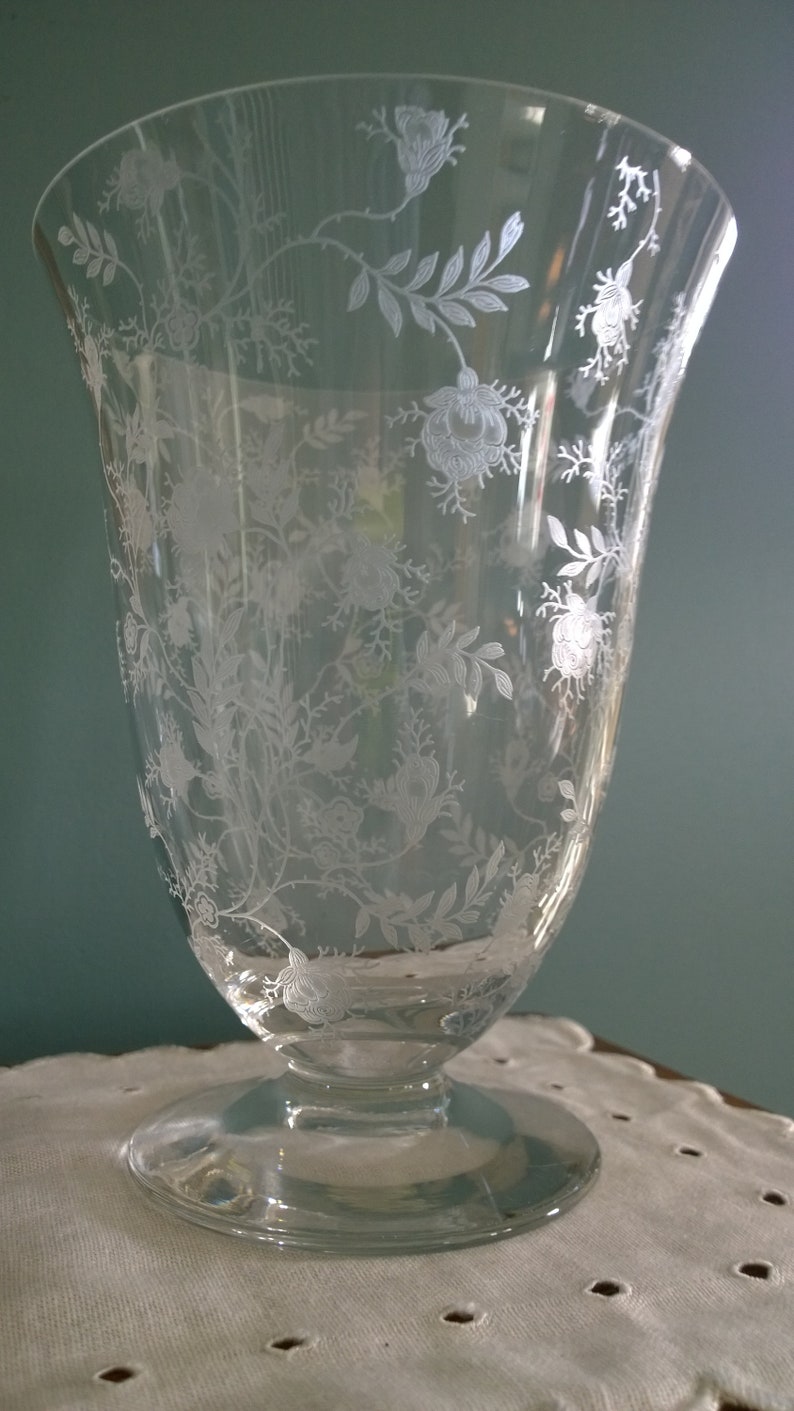 Fostoria Glass Vase in Chintz Pattern Vintage Charm Etsy