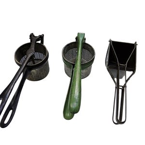 Lot of 3 vintage ricers and fruit press