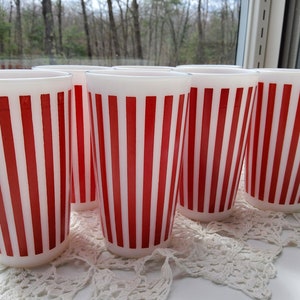 Set of 7 Hazel Atlas Red Stripe Tumblers