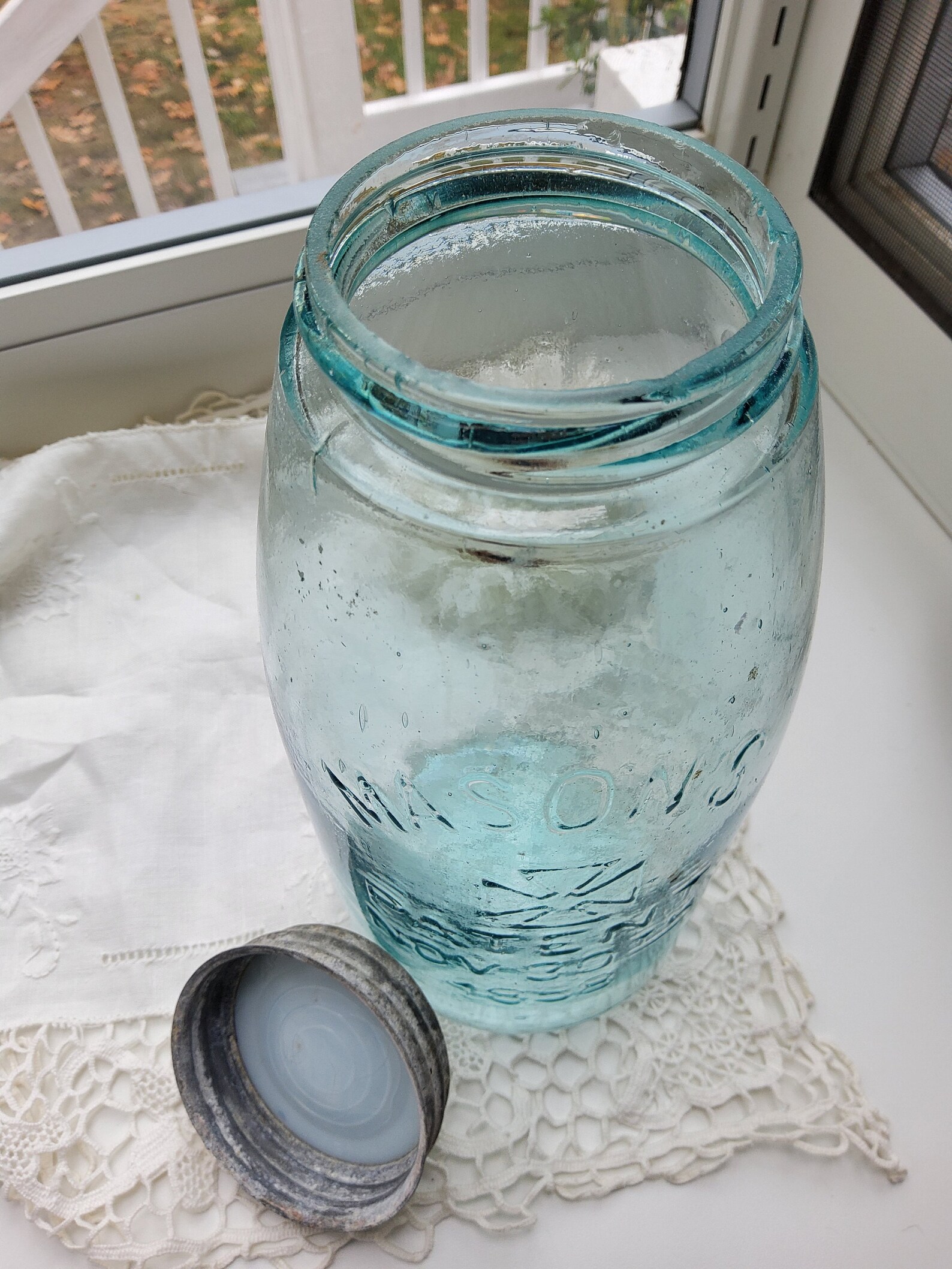 Blue Mason Jar With Maltese Cross Etsy